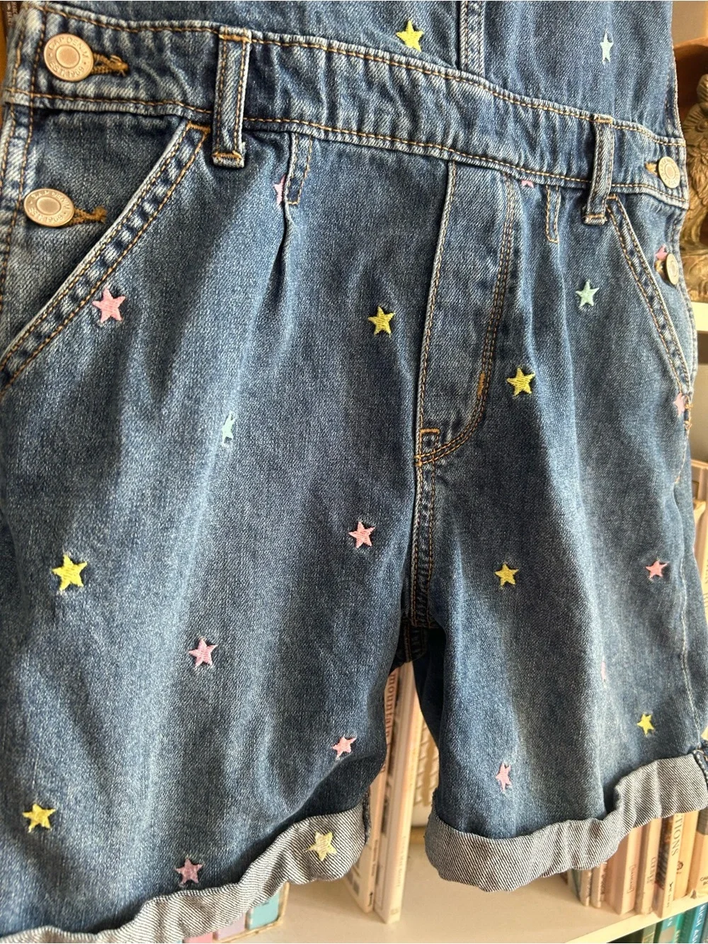 GAP Denim Overalls in Classic Blue with Navy Label